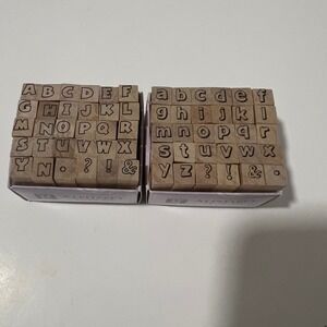 Studio G Alphabet Stamp Set 60pc Wood Rubber Uppercase Lowercase Letters mini